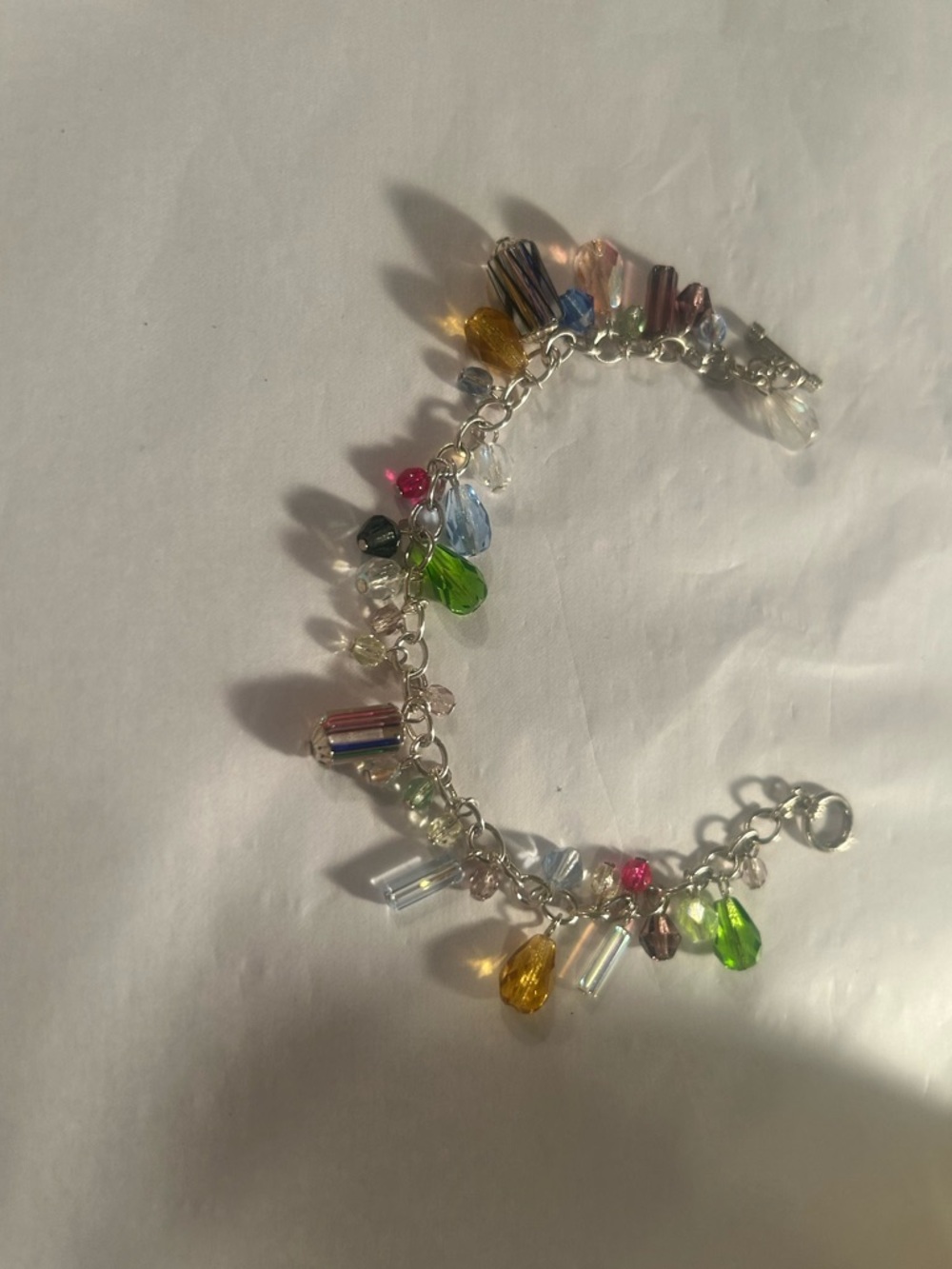 Multi-Color Crystal Charm Bracelet in Sterling Silver